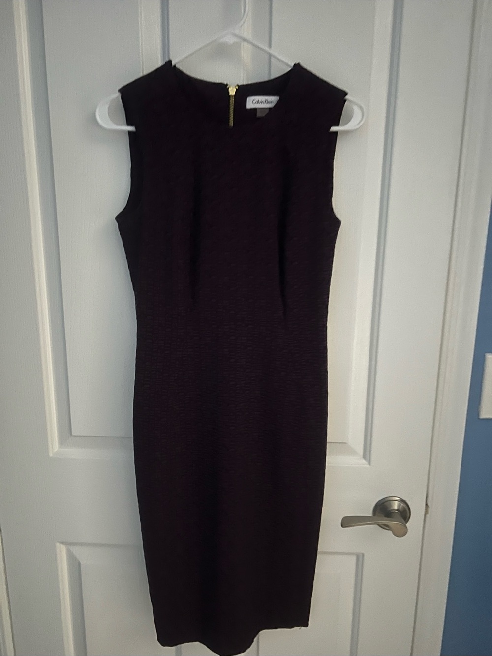 Calvin Klein Sleeveless Sheath Dress in Plum
